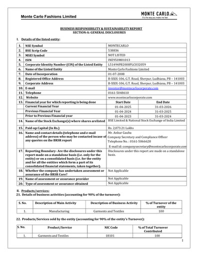 Thumbnail Monte Carlo Fashions ESG Report 2025-2026
