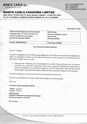 Thumbnail Monte Carlo Fashions Quarterly Report 2022-q3