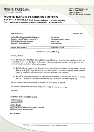 Thumbnail Monte Carlo Fashions Quarterly Report 2023-q2