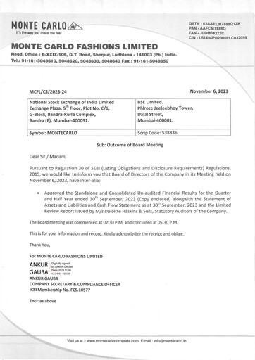 Thumbnail Monte Carlo Fashions Quarterly Report 2023-q3