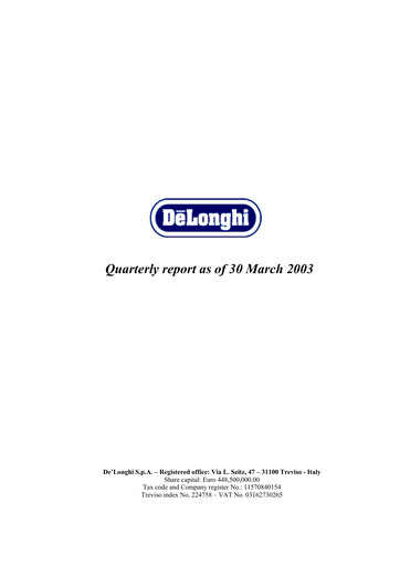 Thumbnail De' Longhi Quarterly Report 2003-q1