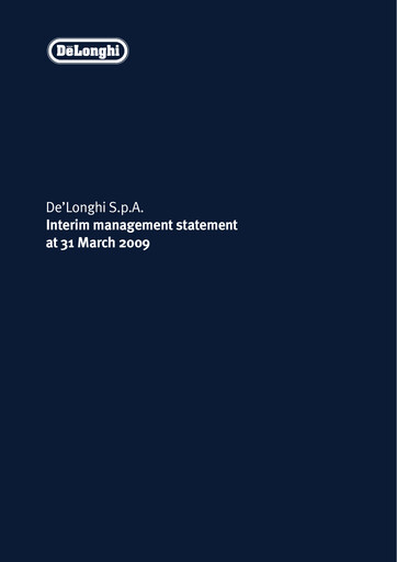 Thumbnail De' Longhi Quarterly Report 2009-q1