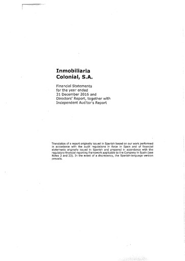 Vorschaubild Inmobiliaria Colonial
 Finanzmitteilung 2016