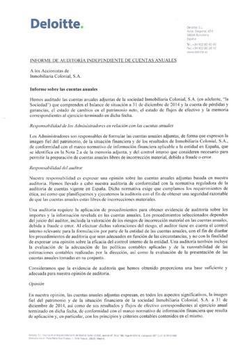 Vorschaubild Inmobiliaria Colonial
 Finanzmitteilung 2014