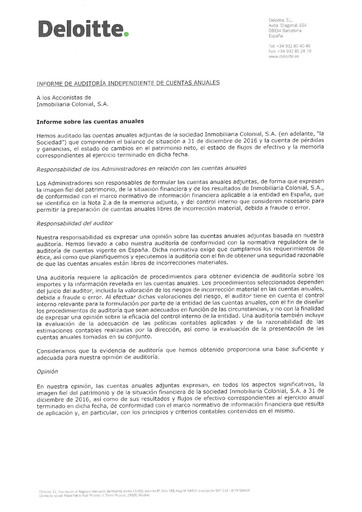 Vorschaubild Inmobiliaria Colonial
 Finanzmitteilung 2016