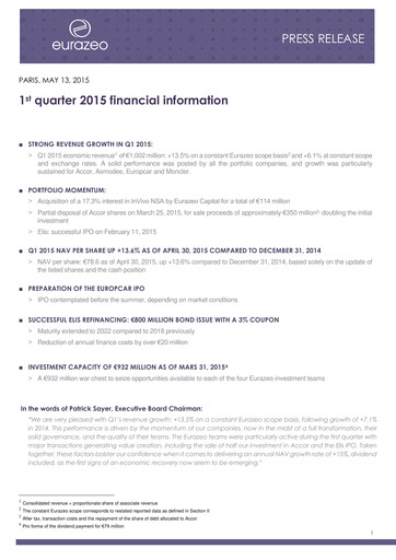Thumbnail Eurazeo Quarterly Report 2015-q1