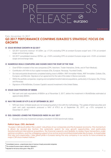 Thumbnail Eurazeo Quarterly Report 2017-q3