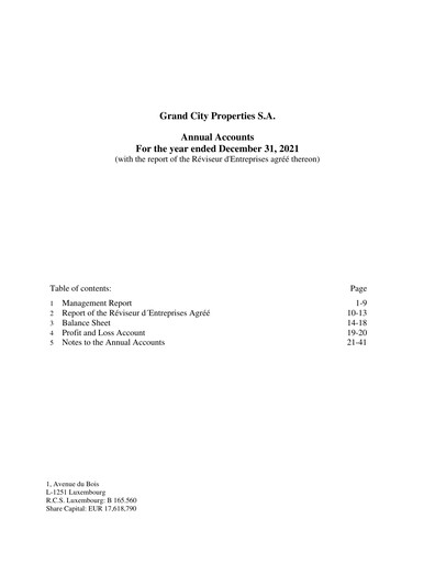 Thumbnail Grand City Properties Financial Statement 2021