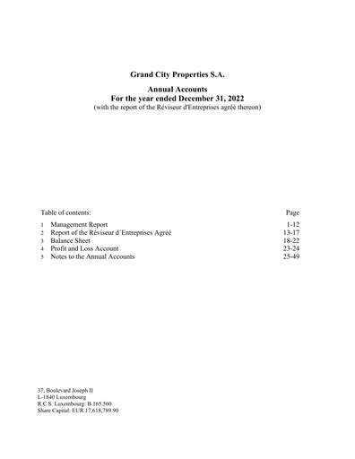 Thumbnail Grand City Properties Financial Statement 2022