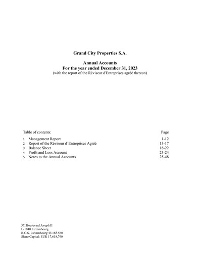 Thumbnail Grand City Properties Financial Statement 2023