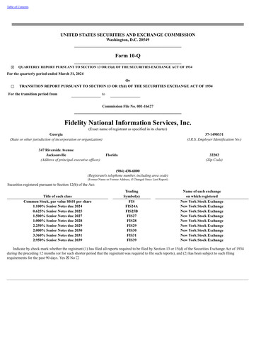 Thumbnail Fidelity National Information Services Quarterly Report 2024-q1