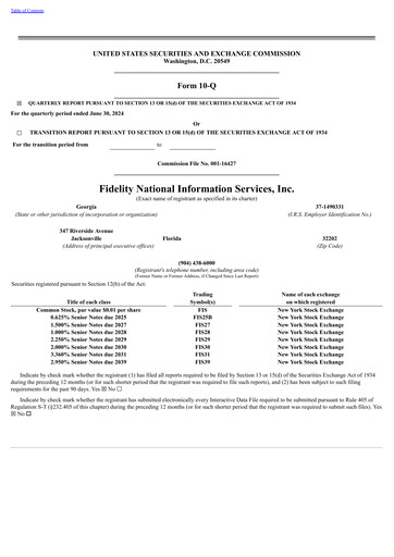 Thumbnail Fidelity National Information Services Quarterly Report 2024-q2