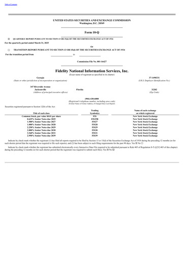 Thumbnail Fidelity National Information Services Quarterly Report 2025-q1