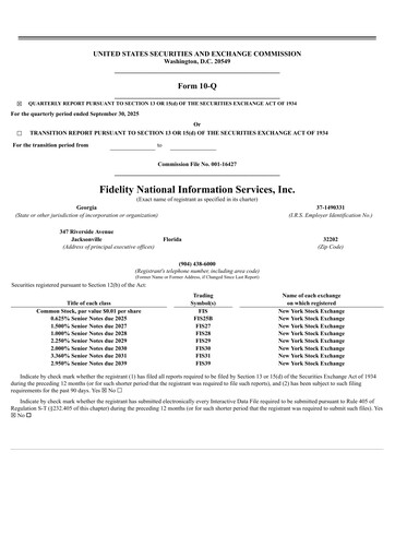 Thumbnail Fidelity National Information Services Quarterly Report 2025-q3