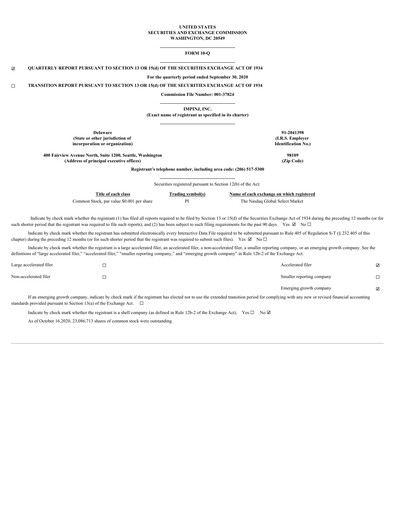Thumbnail Impinj Quarterly Report 2020-q3
