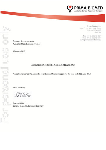 Thumbnail Immutep Financial Report 2013