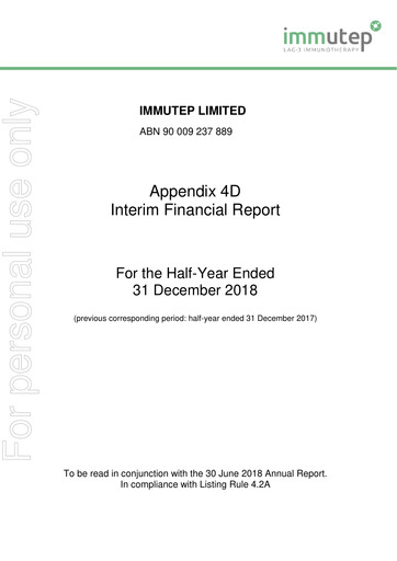 Thumbnail Immutep Financial Report 2019-h1