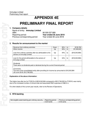 Thumbnail Immutep Financial Report 2019