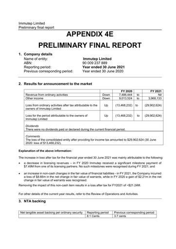 Thumbnail Immutep Financial Report 2021