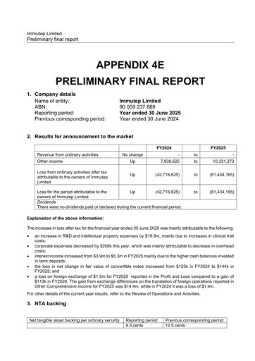 Thumbnail Immutep Financial Report 2025