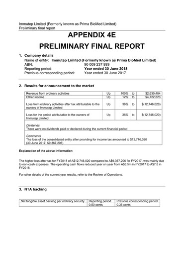 Miniature Immutep Bilan financier 2018