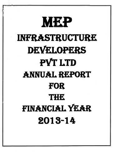 Thumbnail MEP Infrastructure
 Annual Report 2013-2014