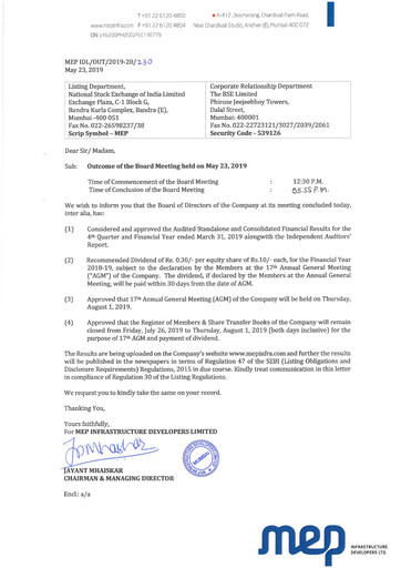 Thumbnail MEP Infrastructure
 Financial Report 2019