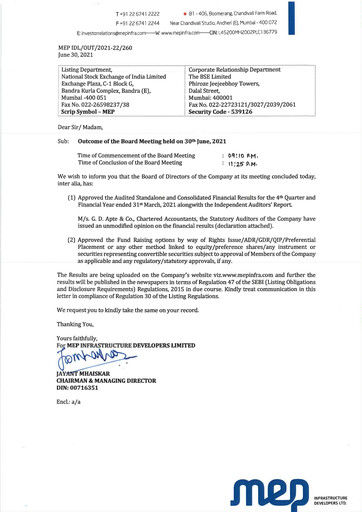 Thumbnail MEP Infrastructure
 Financial Report 2021