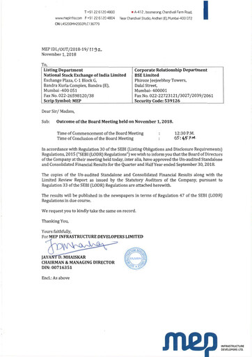 Thumbnail MEP Infrastructure
 Quarterly Report 2018-q2