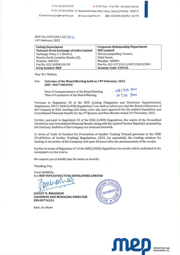 Thumbnail MEP Infrastructure
 Quarterly Report 2021-q3