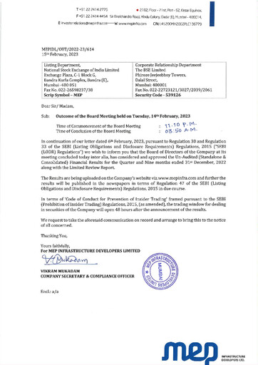 Thumbnail MEP Infrastructure
 Quarterly Report 2022-q3