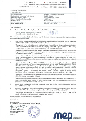 Thumbnail MEP Infrastructure
 Quarterly Report 2023-q2