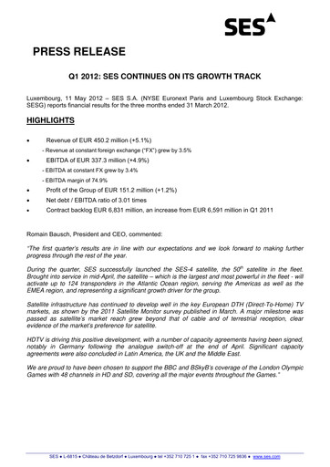 Miniature SES S.A. Rapport trimestriel 2012-q1