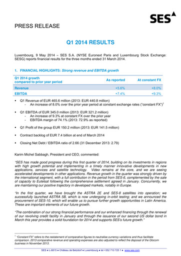 Miniature SES S.A. Rapport trimestriel 2014-q1