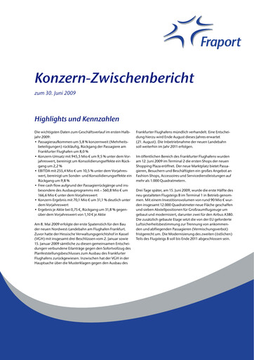 Thumbnail Fraport Half-year Report 2009-h1