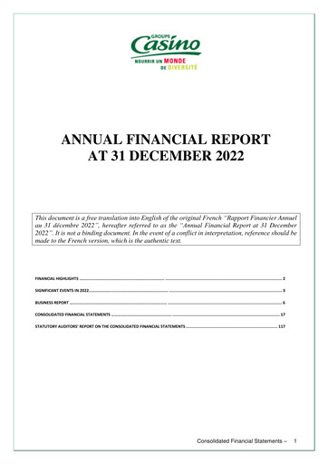 Thumbnail Casino Guichard-Perrachon Financial Report 2022