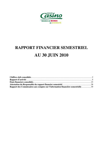 Miniature Casino Guichard-Perrachon Rapport financier 2010-h1