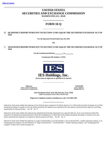 Thumbnail IES Holdings Quarterly Report 2018-q3