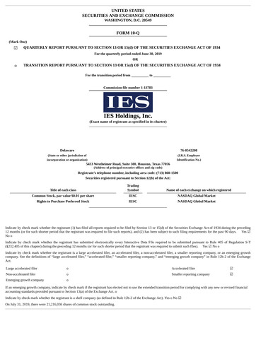 Thumbnail IES Holdings Quarterly Report 2019-q3