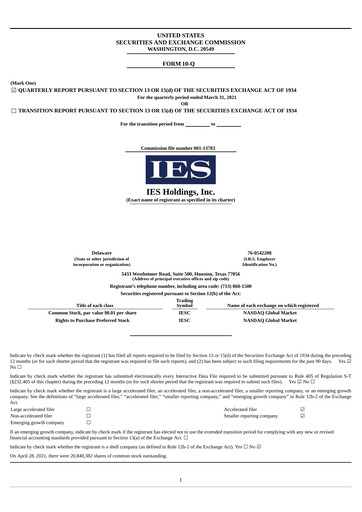 Thumbnail IES Holdings Quarterly Report 2021-q2
