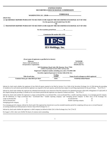 Thumbnail IES Holdings Quarterly Report 2021-q3