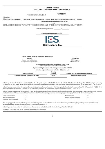 Thumbnail IES Holdings Quarterly Report 2022-q2