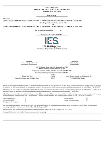 Thumbnail IES Holdings Quarterly Report 2022-q3