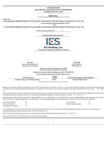 Thumbnail IES Holdings Quarterly Report 2025-q2