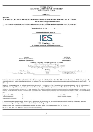 Thumbnail IES Holdings Quarterly Report 2025-q3
