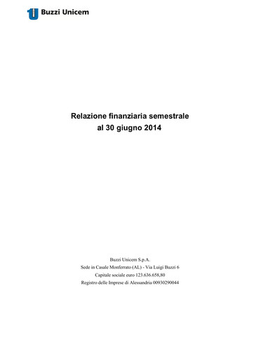 Thumbnail Buzzi Unicem
 Half-year Report 2014-h1