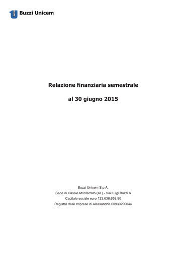 Thumbnail Buzzi Unicem
 Half-year Report 2015-h1