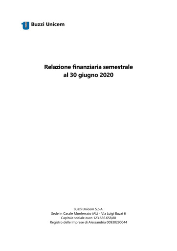 Thumbnail Buzzi Unicem
 Half-year Report 2020-h1