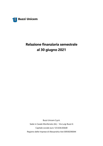 Thumbnail Buzzi Unicem
 Half-year Report 2021-h1