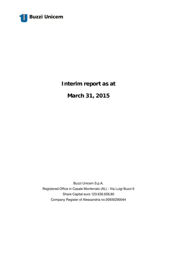 Vorschaubild Buzzi Unicem
 Quartalsbericht 2015-q1